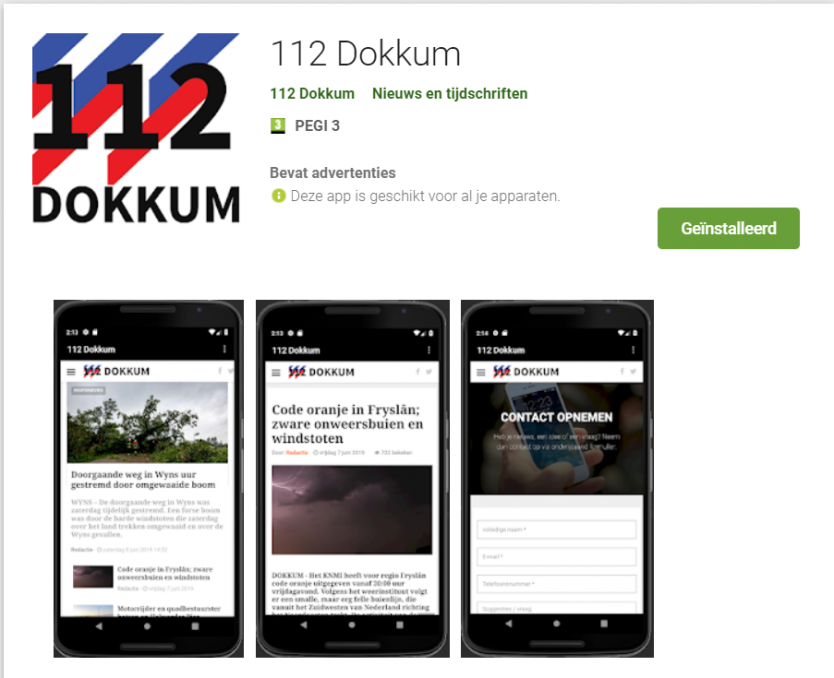  Heb jij de nieuwe 112 Dokkum Andoid-app al? 